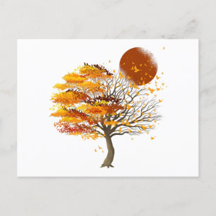Cartão Postal De Festividades Natureza Selvagem Plena Árvore Da Lua Bando De Ave