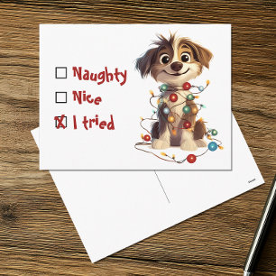 Cartão Postal De Festividades Naughty Nice, Eu Tentei Feriado, Puppy