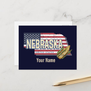 Cartão Postal De Festividades Nebraska Estados Unidos Retro State Map Vintage EU
