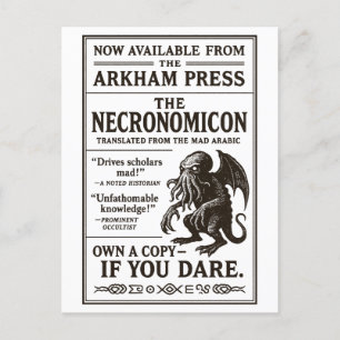 Cartão Postal De Festividades Necronomicon - Agora disponível na imprensa Arkham