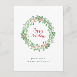 Cartão Postal De Festividades Negócios de Coroa de Verdura Natal Corporativo