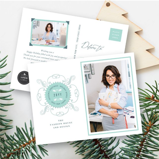 Cartão Postal De Festividades Negócios de Foto Clássica de Seal Saudações da Est (Criador carregado)