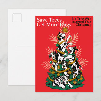 Cartão Postal De Festividades Nenhuma árvore foi prejudicada Grande Dane Natal
