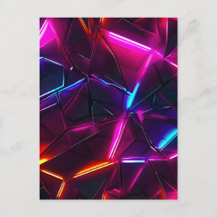 Cartão Postal De Festividades Neon Geométrico Abstrato Futurista Cyberpunk