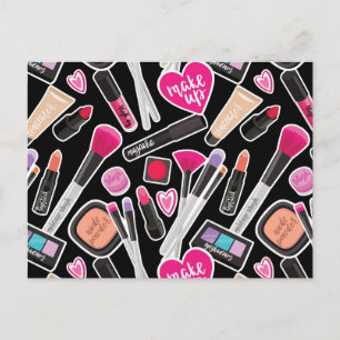 Cartão Postal De Festividades Neon Makeup Pattern