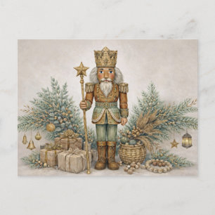 Cartão Postal De Festividades Neutral Boho Aquarela Rei Soldado do Natal