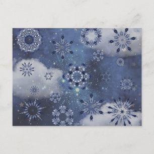 Cartão Postal De Festividades Neve Azul