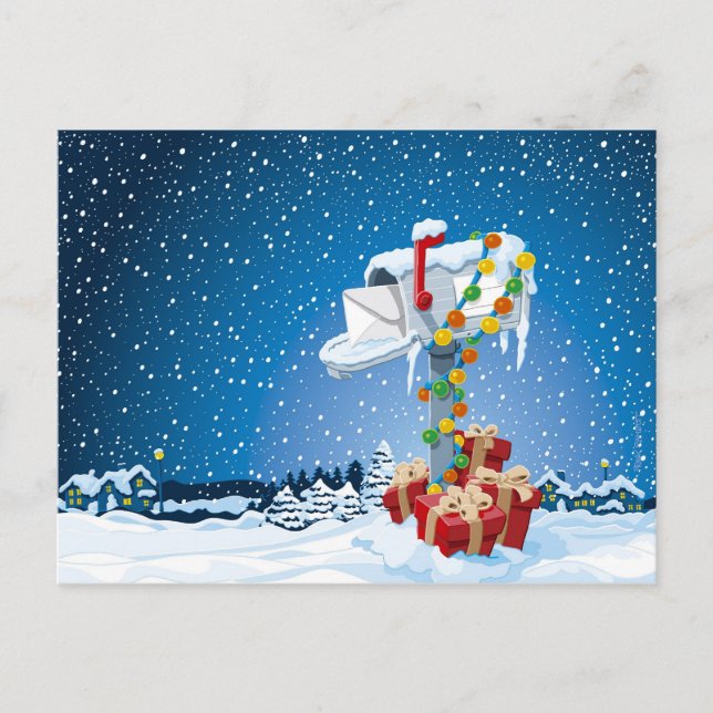 Cartão Postal De Festividades Neve das caixas de presente da caixa postal do (Frente)