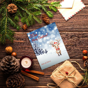 Cartão Postal De Festividades Neve de árvore de Natal Rudolph