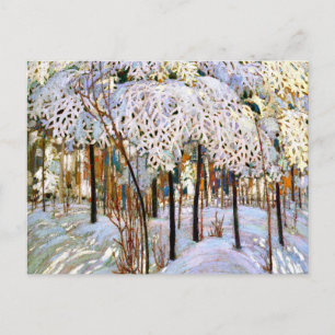 Cartão Postal De Festividades Neve em outubro, bela pintura,