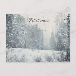 Cartão Postal De Festividades Neve no bosque de inverno