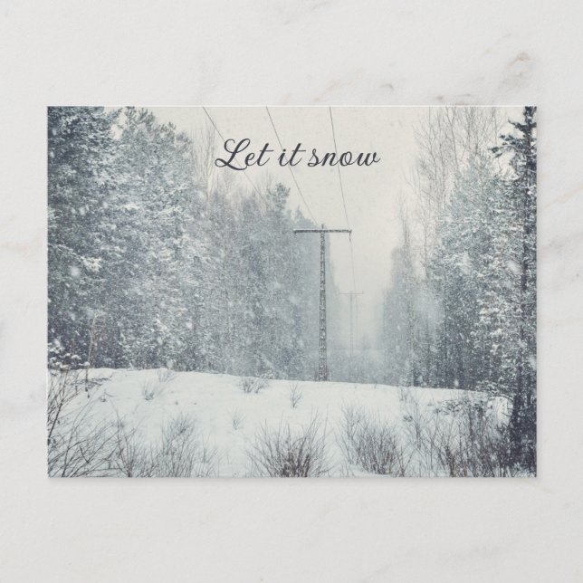 Cartão Postal De Festividades Neve no bosque invernal  (Frente)