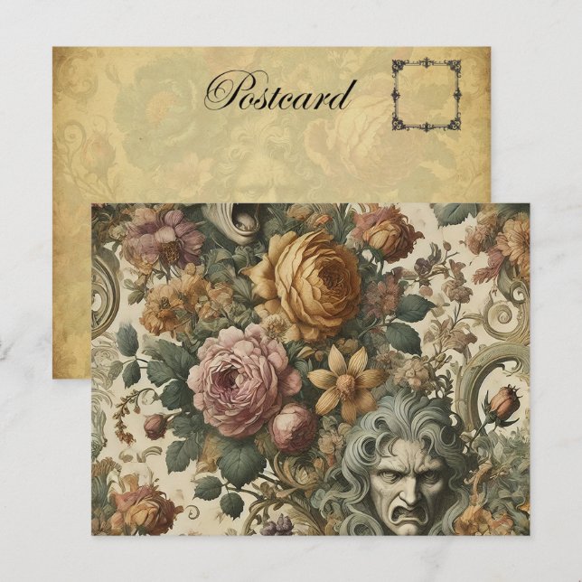 Cartão Postal De Festividades Nevoeiro cerebral - Floral gótico (Frente/Verso)