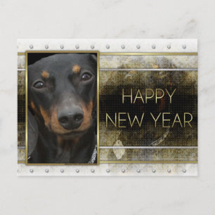Cartão Postal De Festividades New Year - Golden Elegance - Dachshund Winston