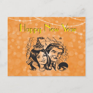 Cartão Postal De Festividades New Year's Eve Noisemaker Couple Celebrate
