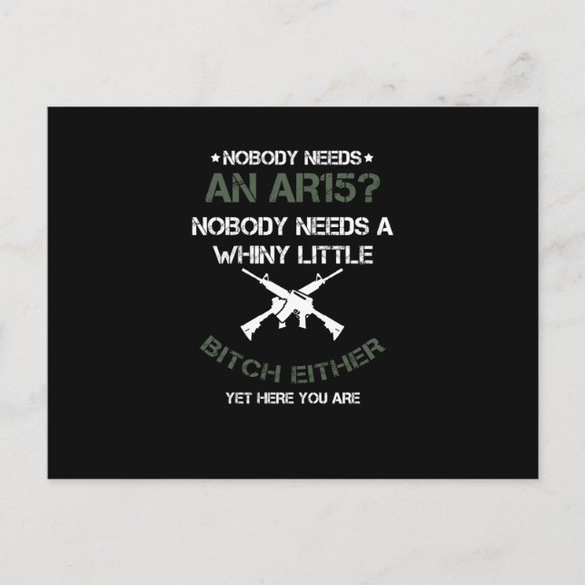 Cartão Postal De Festividades Ninguém Precisa De Um Amante De Arma Do AR15 (Frente)