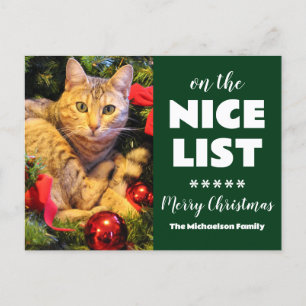 Cartão Postal De Festividades No Natal Gato na Lista Boa Foto de Pet