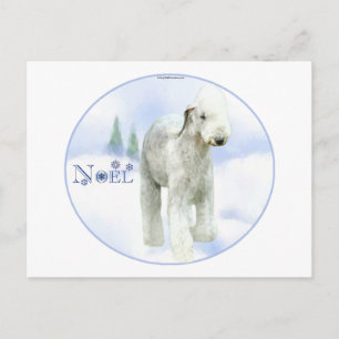 Cartão Postal De Festividades Noel Bedlington Terrier