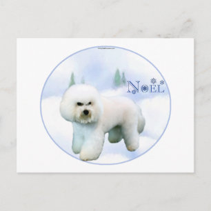 Cartão Postal De Festividades Noel Bichon Frise
