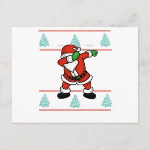 Cartão Postal De Festividades Noel Claus dab dança feia camiseta natalícia
