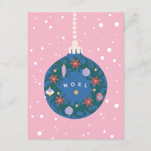 Cartão Postal De Festividades Noel Pink Ornament Ilustrado Natal