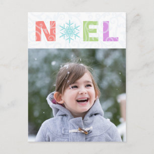 Cartão Postal De Festividades Noel Snowflake Pastel Damask Foto