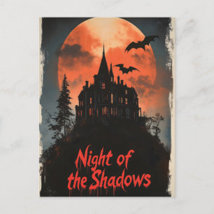 Cartão Postal De Festividades Noite das Sombras - Design da Casa Assombrada Retr