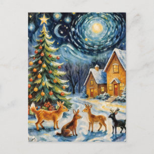Cartão Postal De Festividades Noite de inverno encantada