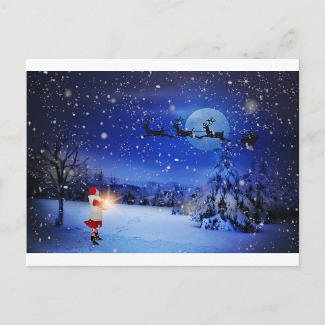 Cartão Postal De Festividades Noite de Natal (Frente)