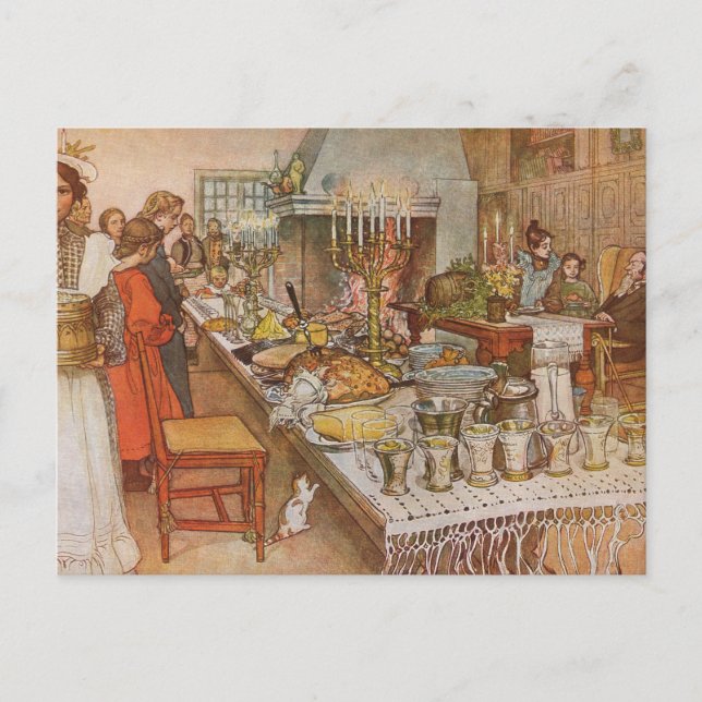 Cartão Postal De Festividades Noite de Natal Carl Larsson 1904 (Frente)