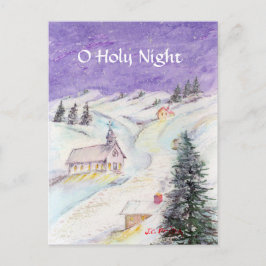Cartão Postal De Festividades Noite Estrelada em Água de Natal em Neve