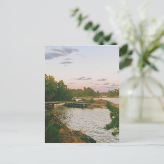 Cartão Postal De Festividades Noite no arquipélago sueco (Em pé/Frente)