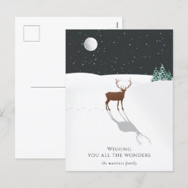 Cartão Postal De Festividades Noite Silenciosa Maravilhas de Natal Cervo Estrela