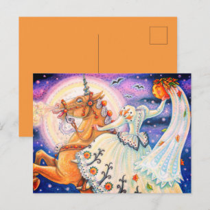 CARTÃO POSTAL DE FESTIVIDADES NOIVA DE SLEEPY HOLLOW, PALOMINO DO CAVALEIRO SEM