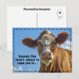 Cartão Postal De Festividades Noivado Rústico Western Amor Rodeio Humor Presente