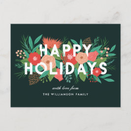 Cartão Postal De Festividades Nome da Família Floral de Feriados Felizes Moderno