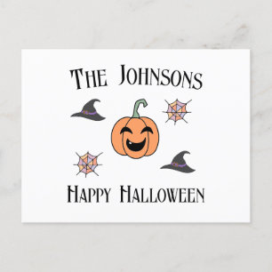 Cartão Postal De Festividades Nome da Família Halloween