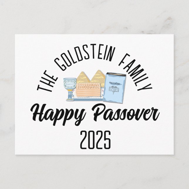 Cartão Postal De Festividades Nome da Família Personalizada da Passover (Frente)