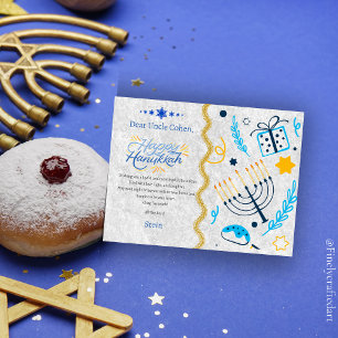 Cartão Postal De Festividades Nome da mensagem personalizada desejo feliz Hanukk