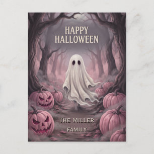 Cartão Postal De Festividades Nome de Família Personalizado Fantasma Assustador