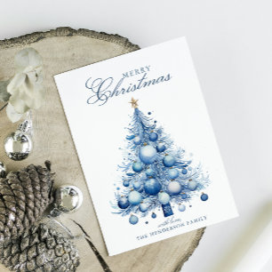 Cartão Postal De Festividades Nome Personalizado da Cor da Água da Árvore de Nat