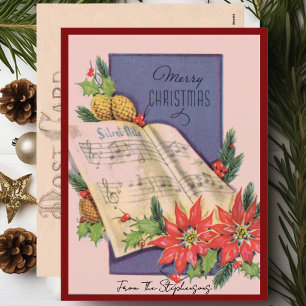 Cartão Postal De Festividades Nome personalizado de música de natais vintages