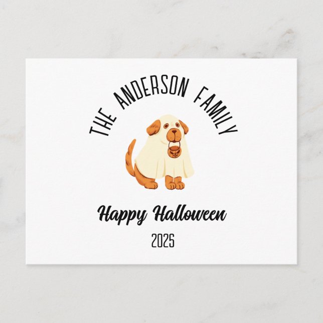 Cartão Postal De Festividades Nome Personalizado do Fantasma Fantasma do Cachorr (Frente)