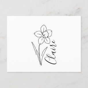 Cartão Postal De Festividades Nome personalizado March daffodil Birth Flower