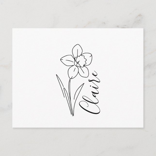 Cartão Postal De Festividades Nome personalizado March daffodil Birth Flower (Frente)