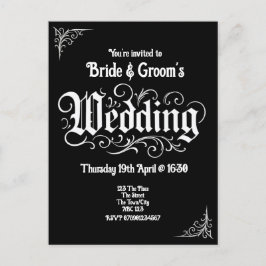 Cartão Postal De Festividades Nomes Personalizados de Casamento de Metal Black R