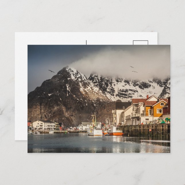 Cartão Postal De Festividades Noruega Lofoten Henningsvaer (Frente/Verso)