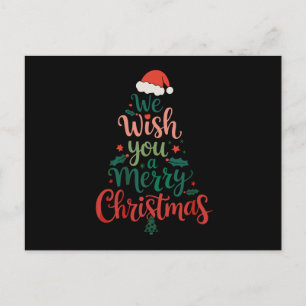 Cartão Postal De Festividades Nós Lhe Desejamos Um Feliz Natal Xmas Chapéu do Pa