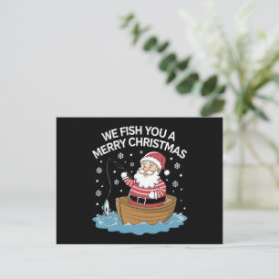 Cartão Postal De Festividades Nós Pescamos Um Natal Feliz Pescador Pescando 