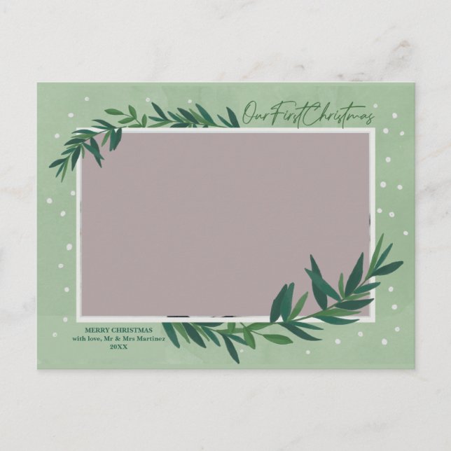 Cartão Postal De Festividades Nossa Primeira Foto Botânica Moderna de Natal (Frente)